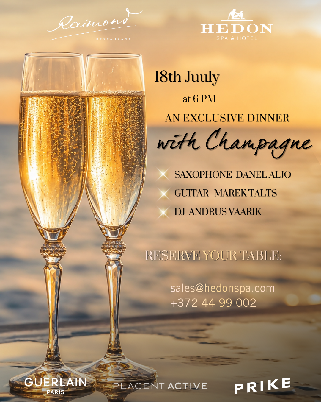 Exclusive dinner with champagne